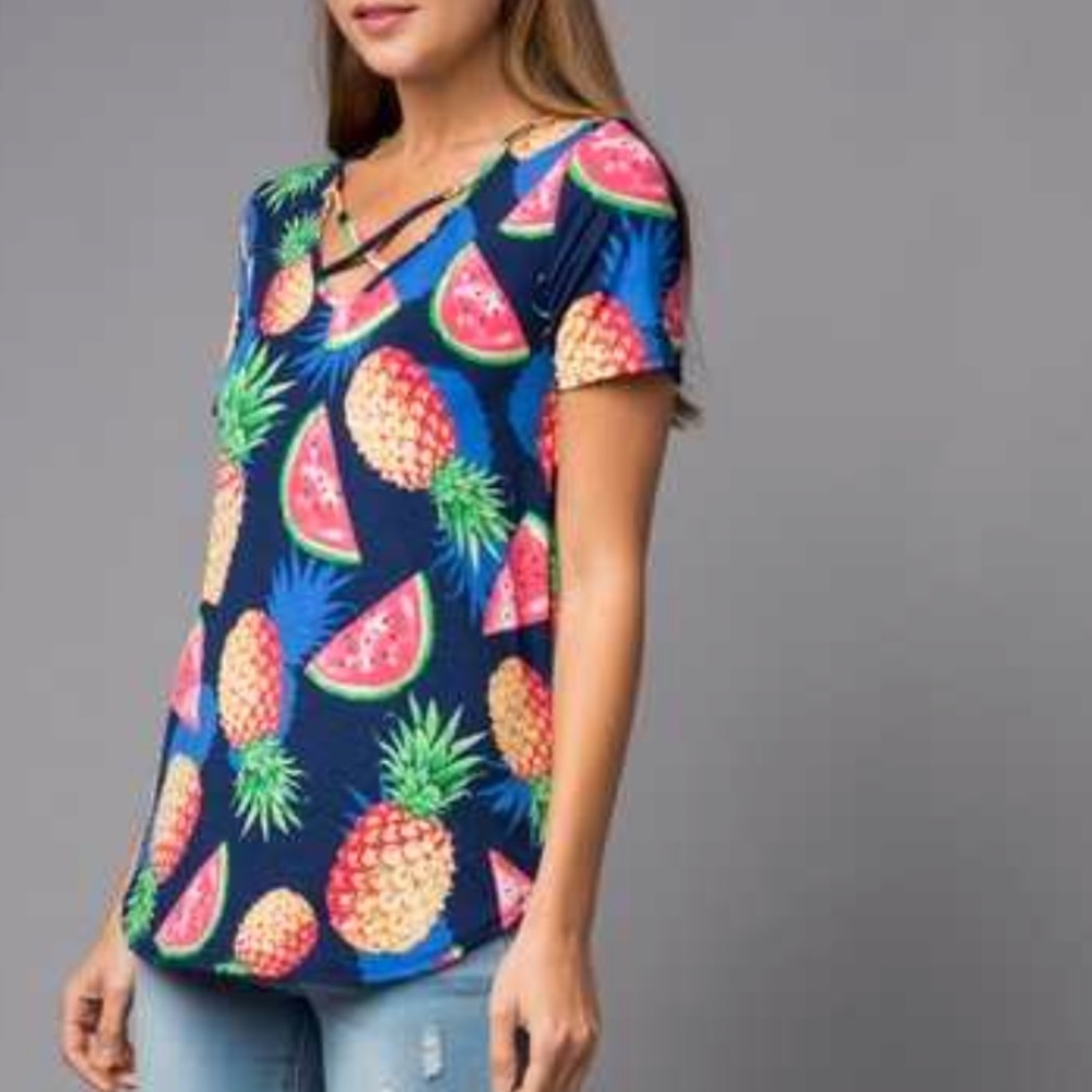 Royal Blue Pineapple & Watermelon Top - Picture 2 of 6